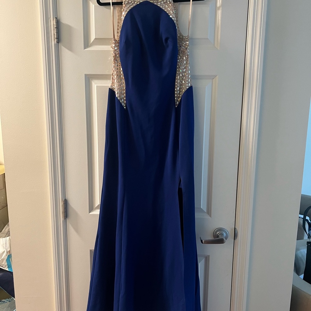 Decode 1.8 Embellished Illusion Gown – Royal Blue Formal Prom Dress – Size 8